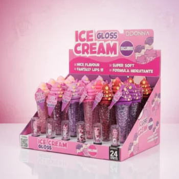 Présentoir de 24 (soit 0,95€ l'unité) : Gloss à Lèvres Ice Cream – D'Donna