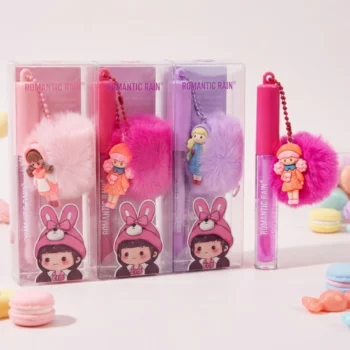 Présentoir de 24 (soit 1,75€ l'unité) : Gloss Porte-clés "Peluche" Romantic Rain – Écrin de Douceur – Image 2