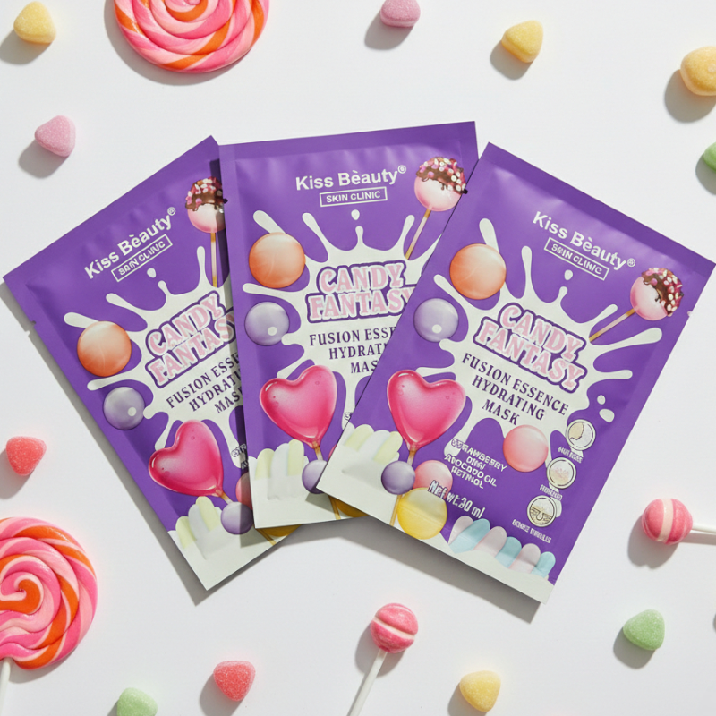 grossiste en masque de visage et eau de parfum haut de gamme (11) Lot de 6 (0,75€ Pièce) 🍫 Masque Visage "Candy Fantasy" – Kiss Beauty (Skin Clinic) – Image 1