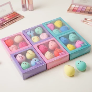 Lot de 12 Boîtes (1,25€ la boîte de 4) Eponge blender de maquillage Design OEUF KAWAII – Image 2