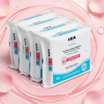Lot de 6 (1,30€ Le Sachet) 🌸Paquet de 25 Lingettes Démaquillantes à la Rose Musquée – LEA (Peaux Sèches et Sensibles)