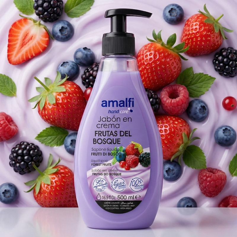 savon de main en gros amalfi (3) Savon Crème Mains Amalfi – Fruits Des Biois (500ml) – Image 1