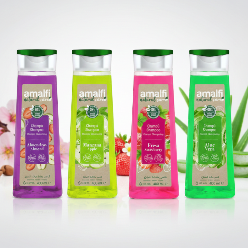 shampoing amalfi lot de 4 (2) Lot de 4 (1,30€ pièce) : Mélange Mixte de Shampoings "Soin Complet" - Amalfi (400ml x4) – Image 1