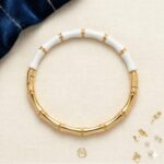 Bracelet Jonc "Bambou" Blanc & Doré – L'Élégance Naturelle en Acier Inoxydable