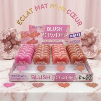 Présentoir de 24 (0,99€ pièce) : Blush Powder Matte "Cœur" par LETICIA WELL – Un Teint Frais et Velouté