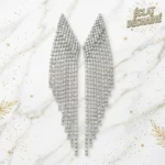 Boucles d'Oreilles "Ailes d'Ange" Éclatantes – Cascade de Strass Argentés