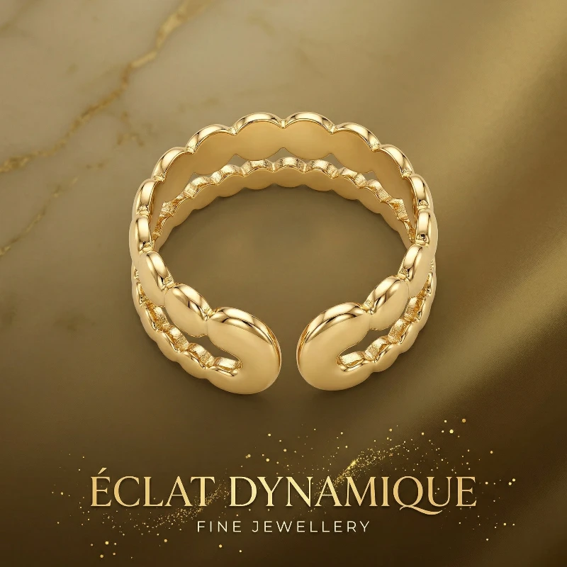 boucles d'oreilles en acier inoxydable (5) Bague Dorée en Acier Inoxydable – Réglables et Adaptables – Image 1