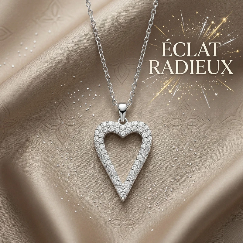 collier avec pendentif acier inoxydable (9) Collier avec Pendentif Argenté en Acier inoxydable de haute qualité – Coeur En Pointe – Image 1