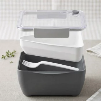 Lunch Box Noir à Compartiments "Duo Fraîcheur" – 1,85 L au total