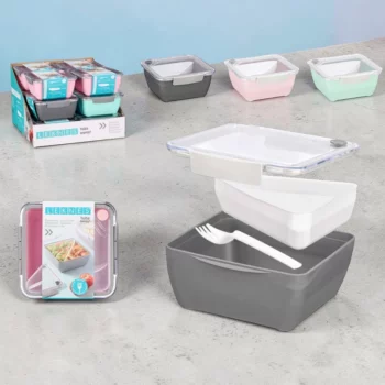 Lunch Box Rose à Compartiments "Duo Fraîcheur" – 1,85 L au total – Image 2