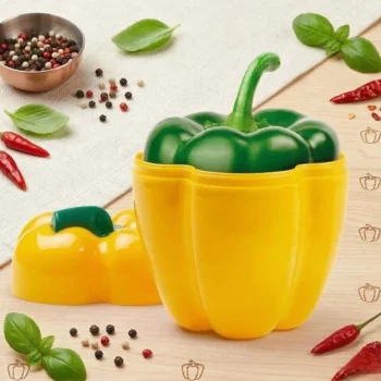 Boîte Jaune de Conservation pour Poivron – Protection & Fraîcheur (Sans BPA)