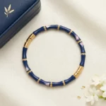 Bracelet Jonc "Bambou" Bleu & Doré – L'Élégance Naturelle en Acier Inoxydable