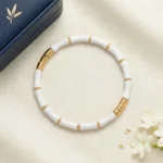 Bracelet Jonc "Bambou" Blanc & Doré – L'Élégance Naturelle en Acier Inoxydable