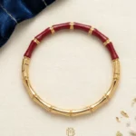 Bracelet Jonc "Bambou" Rouge & Doré – L'Élégance Naturelle en Acier Inoxydable