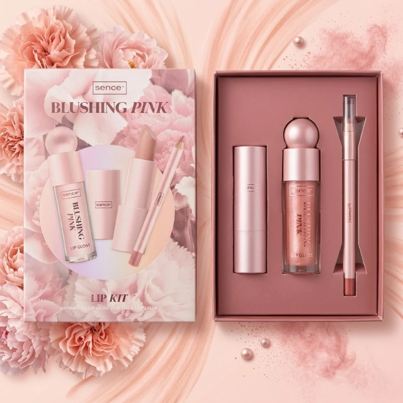 fournisseur de coffret de maquillage Sence Beauty – Coffret Lip Kit 3 pièces "Blushing Pink" - Sence – Image 1