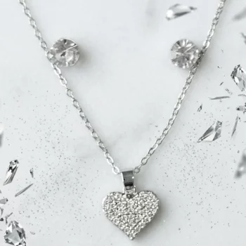 ✨ Parure Éclat Éternel : Collier Cœur & Boucles d'Oreilles Strass + Coffret – Image 2