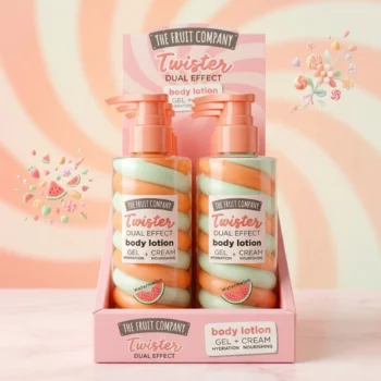 Présentoir de 12 (2,72€ Pièce) Lotion Corporelle PASTÈQUE TWISTER – The Fruit Company (200g)