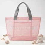 Sac Cabas Rose en Filet Mesh – Idéal Plage, Sport et Loisirs