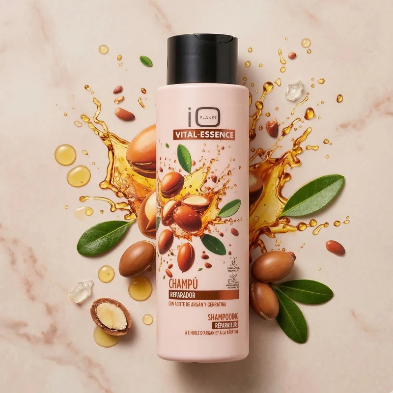 fournisseur de shampoing vital essence argan Shampoing Vital Essence Réparateur – Huile d’Argan & Kératine – Image 1
