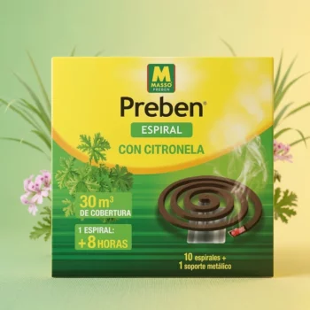 Lot de 10 (1,60€ La Boite) : Boite de 10 Spirales Anti-moustiques Parfumées à la Citronnelle + Support - Massó Preben – Image 2