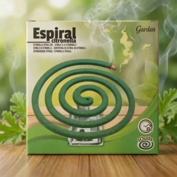 Lot de 10 (0,85€ La Boite) : Boite de 10 Spirales Extérieures Anti-moustiques à la Citronnelle + Support - Garden Enjoy – Image 2