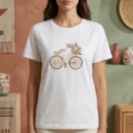 T-shirt Femme Blanc "Velocity" En Broderie & Coton Stretch Premium (95% Coton)