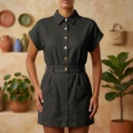 Tunique Femme en Mélange Lin & Coton – Style Bohème Chic - Noir