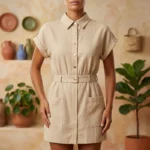 Tunique Femme en Mélange Lin & Coton – Style Bohème Chic - Beige