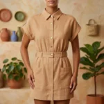 Tunique Femme en Mélange Lin & Coton – Style Bohème Chic - Taupe Clair