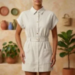 Tunique Femme en Mélange Lin & Coton – Style Bohème Chic - Blanc Cassé
