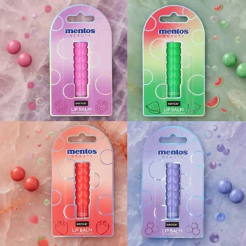 Présentoir de 24 : Baume à lèvres 4 assortiments Pastel Fruité MENTOS – Sence