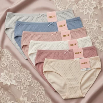 Lot de 12 (1€ Pièce) 🎀 Élégance & Confort : Culottes "Petit Pois" pour Femme 95% Coton