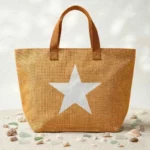 🏖️ Grand Sac de Plage Orange Motif Étoile
