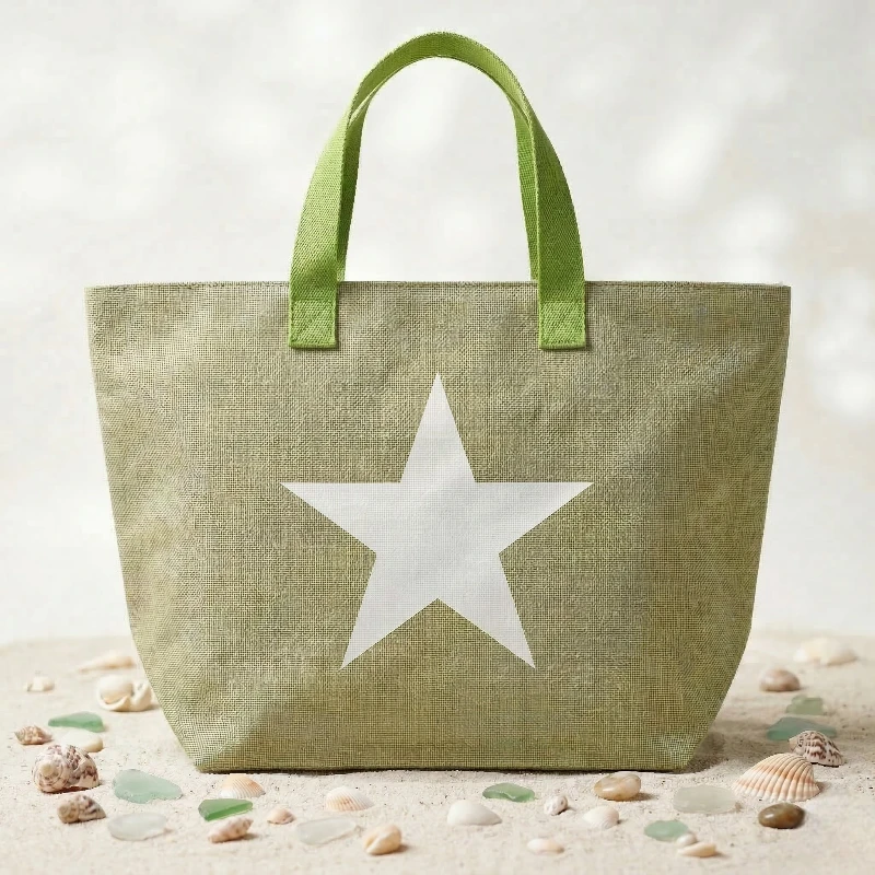 grossiste sac de plage motif étoiles (6) 🏖️ Grand Sac de Plage Kaki Motif Étoile – Image 1