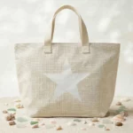 🏖️ Grand Sac de Plage Blanc Cassé Motif Étoile