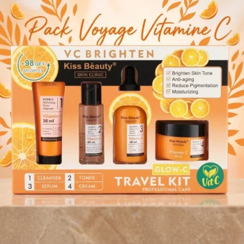 🍊 Coffret Glow-C Travel Kit 4 Pièces De Soins - Kiss Beauty