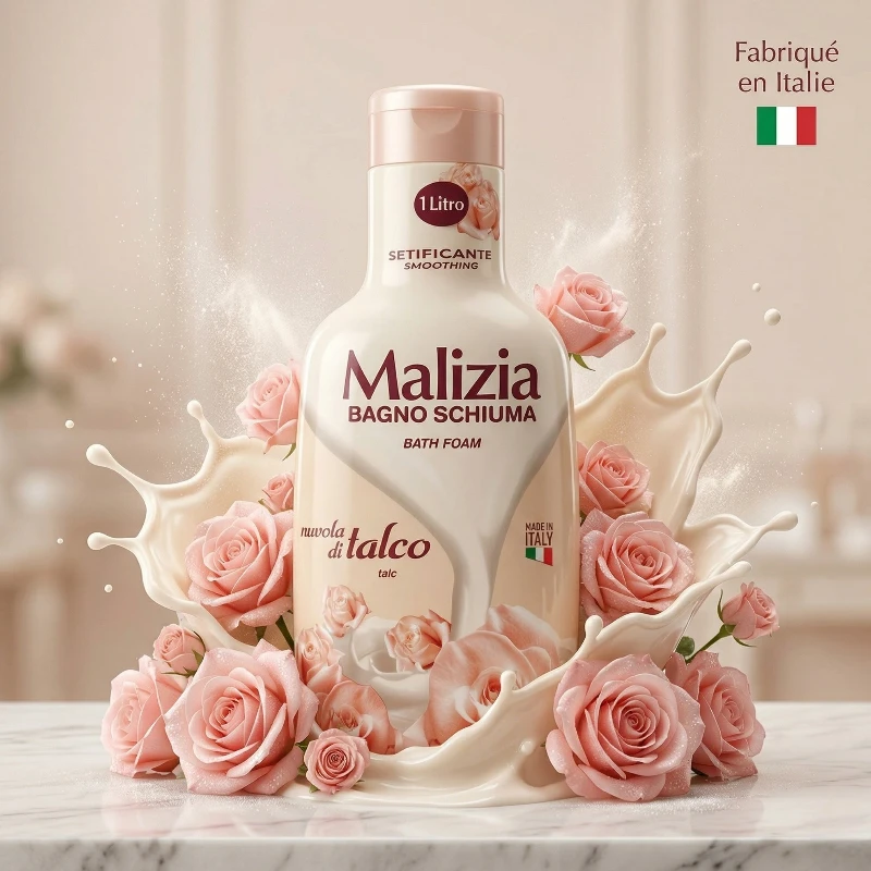 gel douche malizia (2) Bain Moussant Italien Premium ☁️ Malizia Bagno Schiuma – Nuvola di Talco (Nuage de Talc) - 1 Litre – Image 1