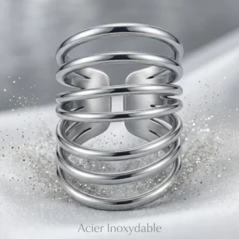 Set de 5 (2,20€ Pièce) 💍 Bagues en Acier Inoxydable – Collection "Argentée" – Image 5