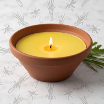 Lot de 12 (3,10€) 🦟 Grande Bougie Citronnelle Anti-Moustique 15cm – Terre Cuite Naturelle 🕯️
