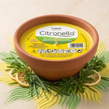 Lot de 12 (3,10€) 🦟 Grande Bougie Citronnelle Anti-Moustique 15cm – Terre Cuite Naturelle 🕯️ – Image 2