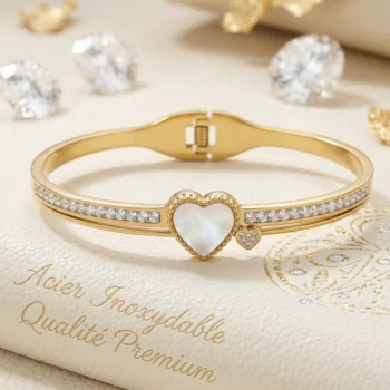 ❤️Lot de 3 (3,30€ Pièces) Bracelets Rigide "Coeur" en Acier Inoxydable – Collection Premium Haute Finition❤ – Image 2