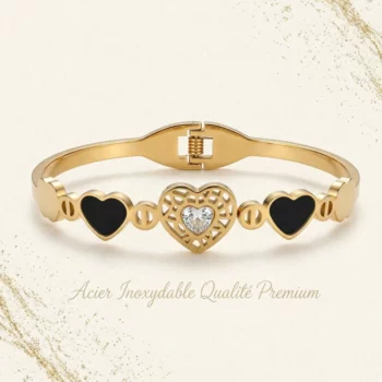 ❤️Lot de 3 (3,30€ Pièces) Bracelets Rigide "Coeur" en Acier Inoxydable – Collection Premium Haute Finition❤ – Image 4