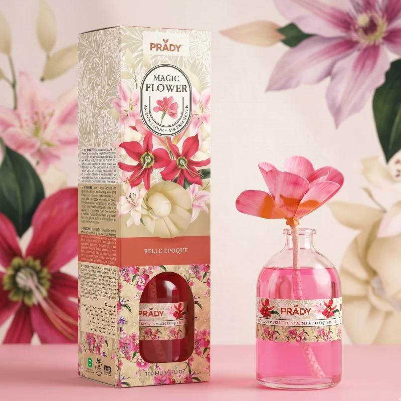 grossiste fleur parfumée belle époquee prady prady Carton de 12 (1,58€ Pièce) 🌸 Carton de 12 Fleurs Parfumées "Magic Flower" – Belle Époque (100ml) – Image 1