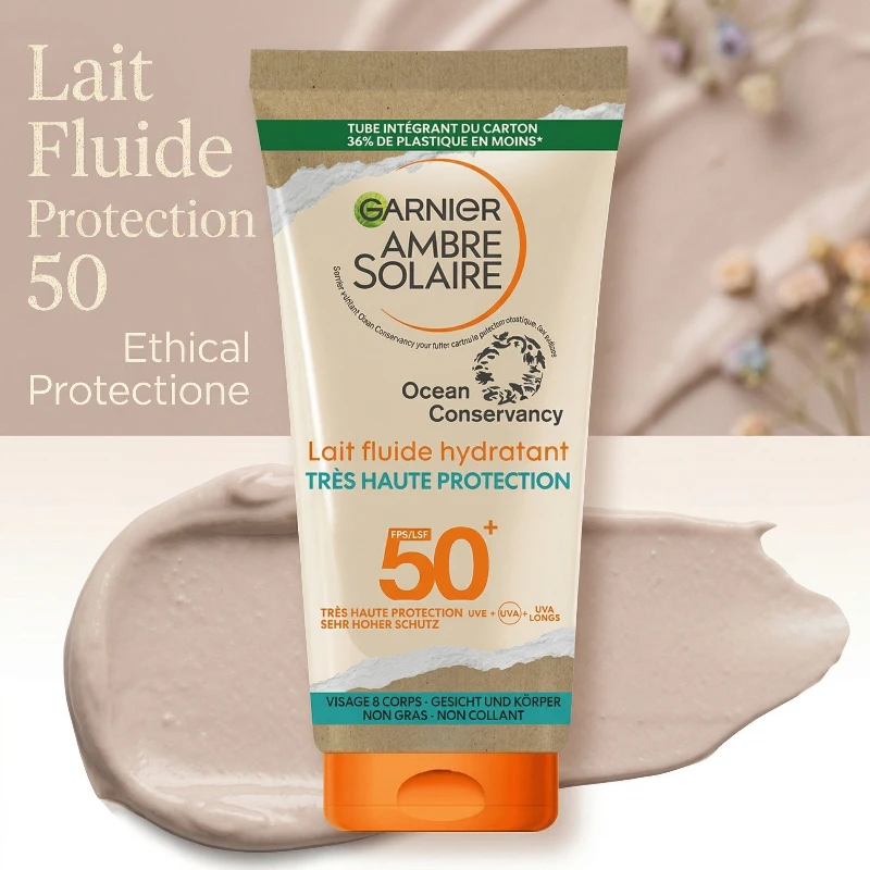 grossiste lait fluide protection 50 garnier Lait Fluide Hydratant Ambre Solaire – Très Haute Protection FPS 50+ - Garnier – Image 1