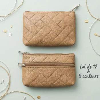 👛 Lot de 12 (0,75€ Pièce) Porte-Monnaie Double Zip "5 Couleurs" – Élégance & Praticité