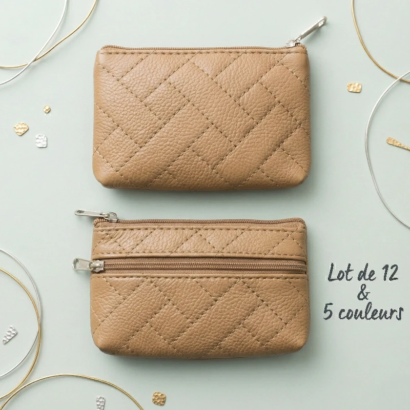 grossiste porte monaie (2) 👛 Lot de 12 (0,75€ Pièce) Porte-Monnaie Double Zip "5 Couleurs" – Élégance & Praticité – Image 1