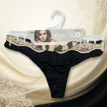 Lot de 6 (soit 0,70€ unité) : Lot de 6 Tangas Noir "Romantico Lace" - Orbro Underwear – Image 3