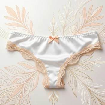 Lot de 6 (soit 0,70€ unité) : Lot de 6 Tangas Blanc/Pêche "Romantico Lace" - Orbro Underwear