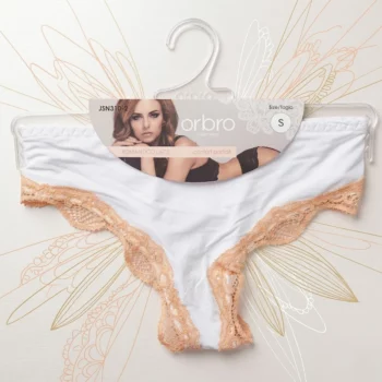 Lot de 6 (soit 0,70€ unité) : Lot de 6 Tangas Blanc/Pêche "Romantico Lace" - Orbro Underwear – Image 3