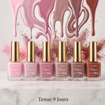 Présentoir de 24 (0,80€ pièce) : Vernis à Ongles Easy Paris – Effet Gel "9 Jours"